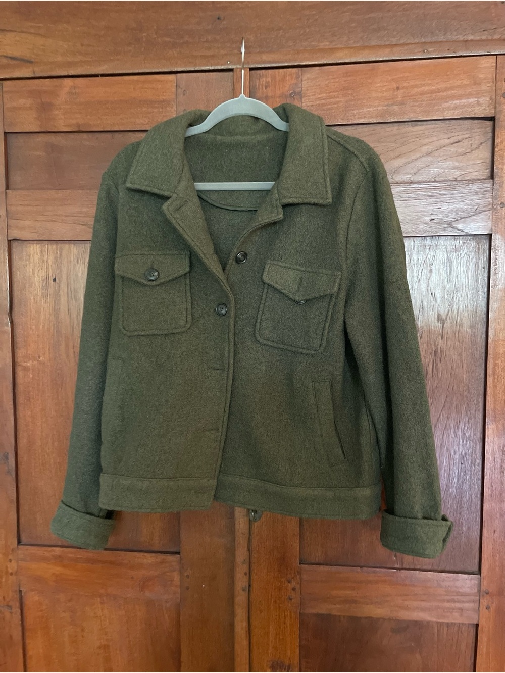 Womens army Green Wool look Jacket